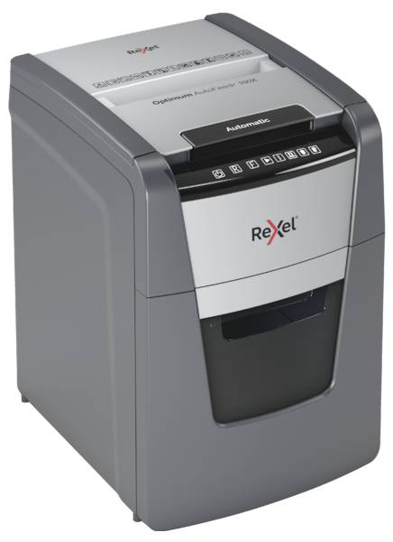Rexel Optimum AutoFeed+ 100X Document shredder 100 sheet Micro-cut 4 x 28 mm P-4 34 l Also shreds Paper clips, Staples, Credit cards