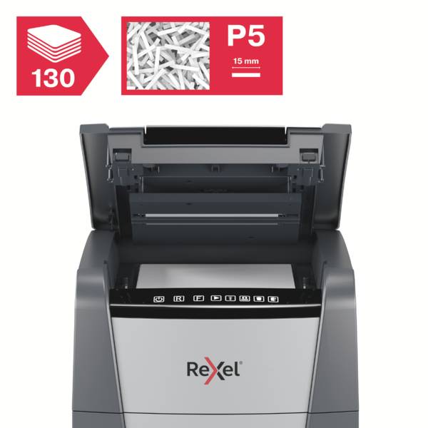 Rexel Optimum AutoFeed+ 130M Document shredder Micro-cut 2 x 15 mm 44 l No. of pages (max.): 150 sheet Also shreds Paper-4