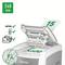 A paper shredder with a cutting capacity of 15 sheets, processes 600 sheets in 240 minutes, particle cut P4.