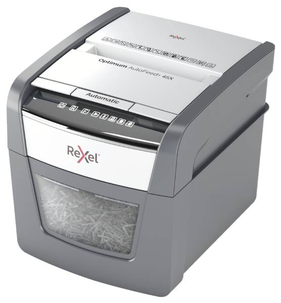 Rexel Optimum AutoFeed 45X Document shredder 45 sheet Micro-cut 4 x 28 mm P-4 20 l Also shreds Paper clips, Staples, Credit cards