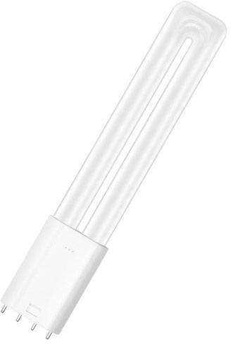'A white, U-shaped LED fluorescent tube with plug contacts at the lower end.'
