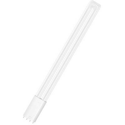 White fluorescent tube with four plug-in contacts at the base. It is elongated and curved, suitable for energy-efficient lighting.