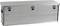 Aluminium storage box with two locks on the front. It is oblong, silver in colour, and has sturdy handles on the sides.