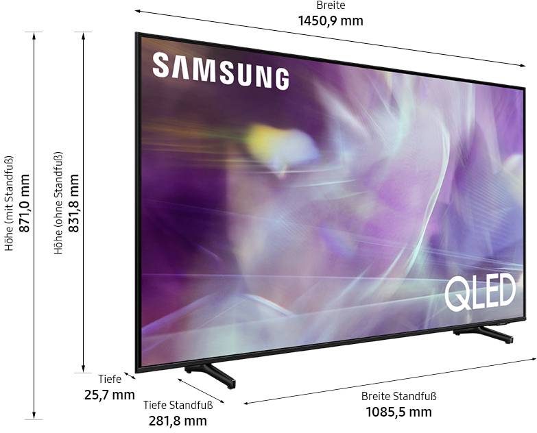 Samsung GQ65Q60A QLED TV 163 cm 65 inch EEC F (A - G) DVB-T2, DVB-C, DVB-S2, UHD, Smart TV, Wi-Fi, PVR ready, CI+ Black-3