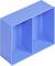 A blue, rectangular shelving unit with two equally sized compartments, suitable for storing small items or books.