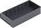 Grey plastic tray with side grooves, ideal for storing or organising small items.