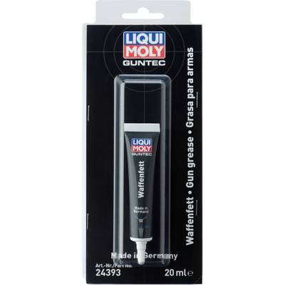 'Liqui Moly Guntec Weapon Grease' packaging with a 20 ml tube, which states 'Made in Germany'. Contains weapon care product.