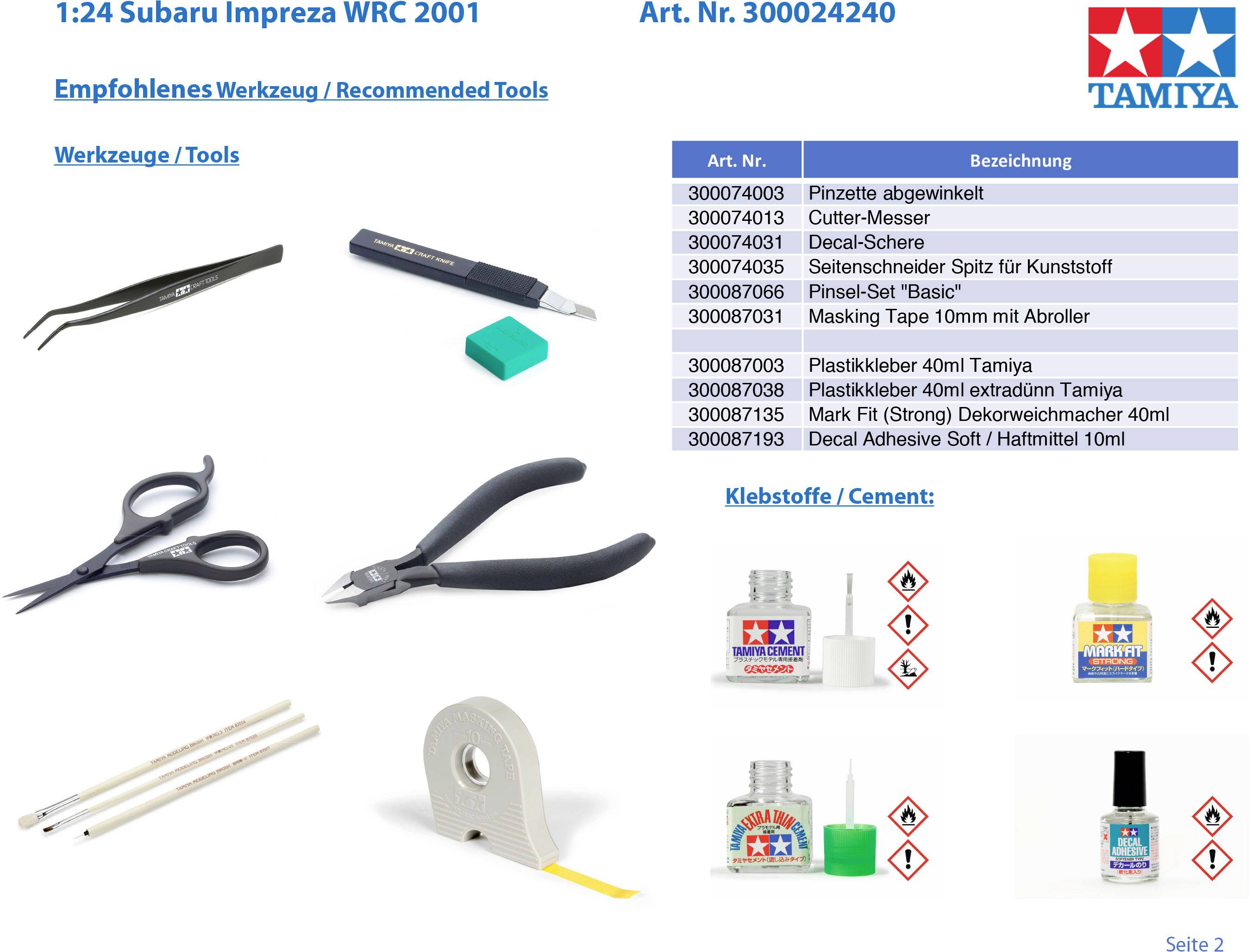 Tamiya 300024240 Subaru Impreza WRC 2001 Model car assembly kit 1:24-8