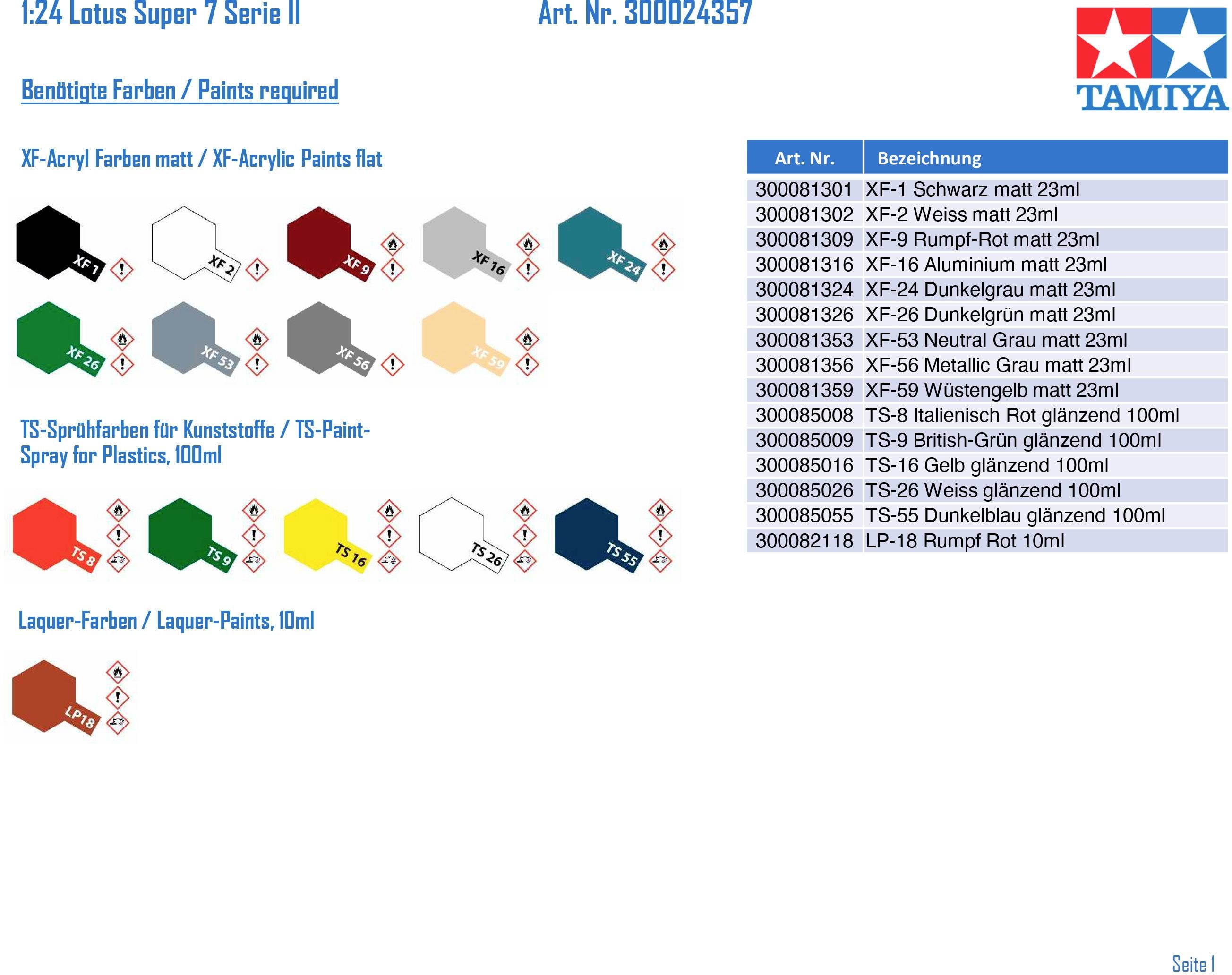 Tamiya 300024357 Lotus Super 7 Serie II Model car assembly kit 1:24-7