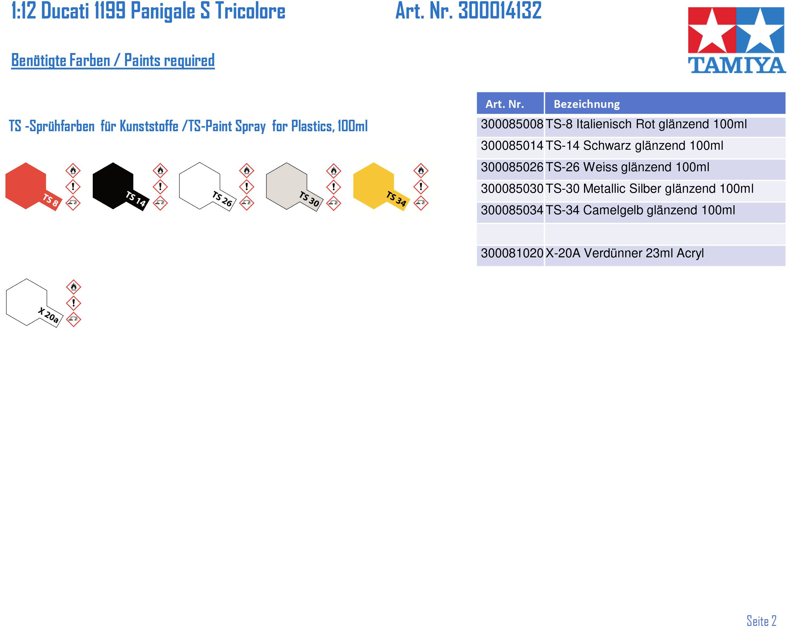 Tamiya 300114132 Ducati 1199 Panigale S Tricolore Motorcycle assembly kit 1:12-11