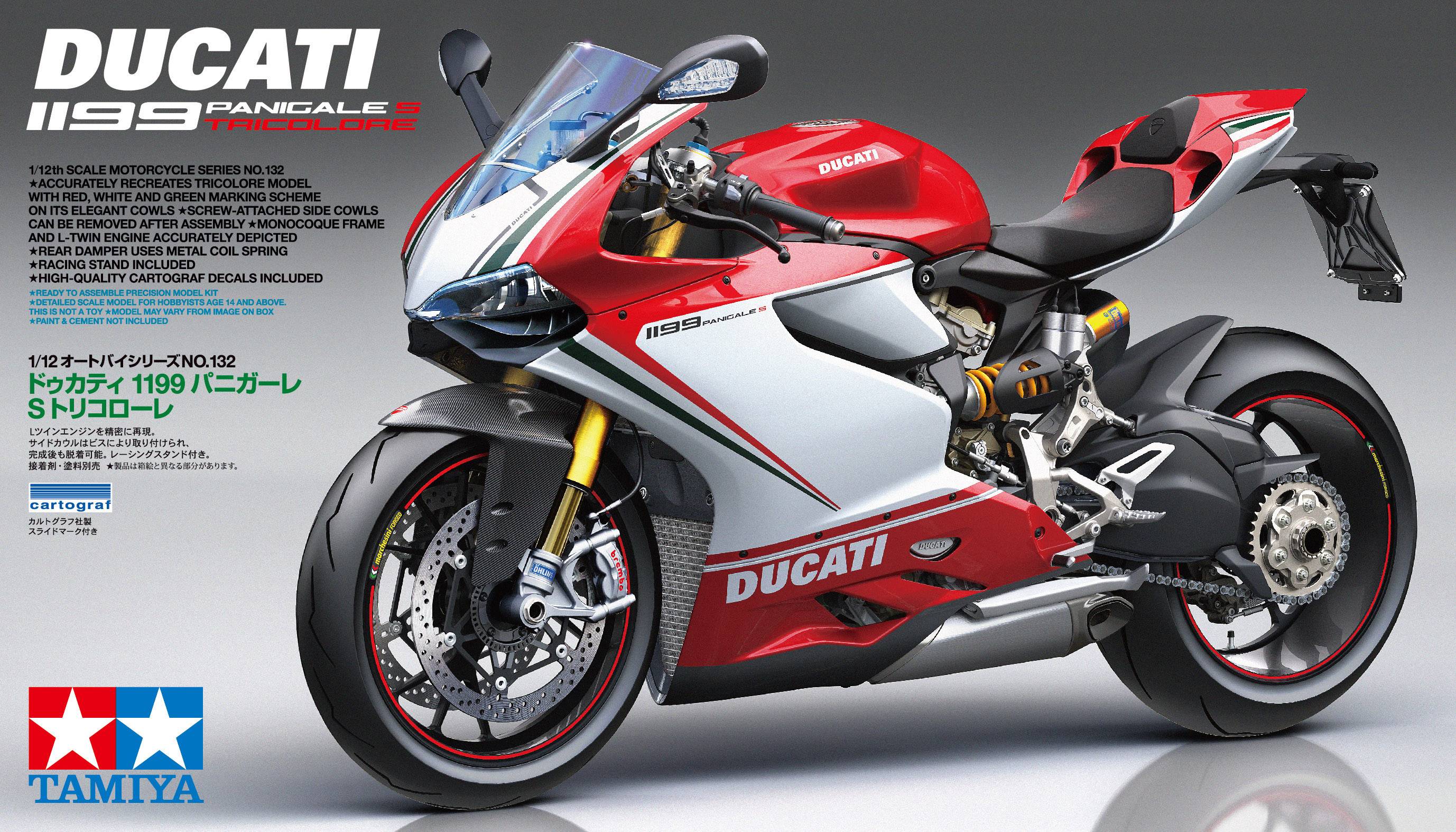 Tamiya 300114132 Ducati 1199 Panigale S Tricolore Motorcycle assembly kit 1:12-13
