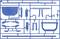 A blue plastic model kit frame with various components. The parts are intended for a model building project and need to be removed from the frame.