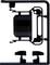 Plastic component mount with a rectangular shape in the upper section and two small, rounded parts at the bottom, mounted on a grid frame.
