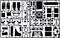 Sprue frame with various black plastic components of a model kit. Parts are for assembling a mini model vehicle.