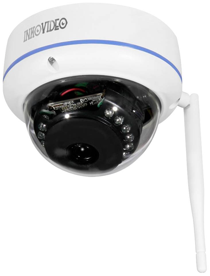 Dome surveillance camera with Wi-Fi antenna on the side.