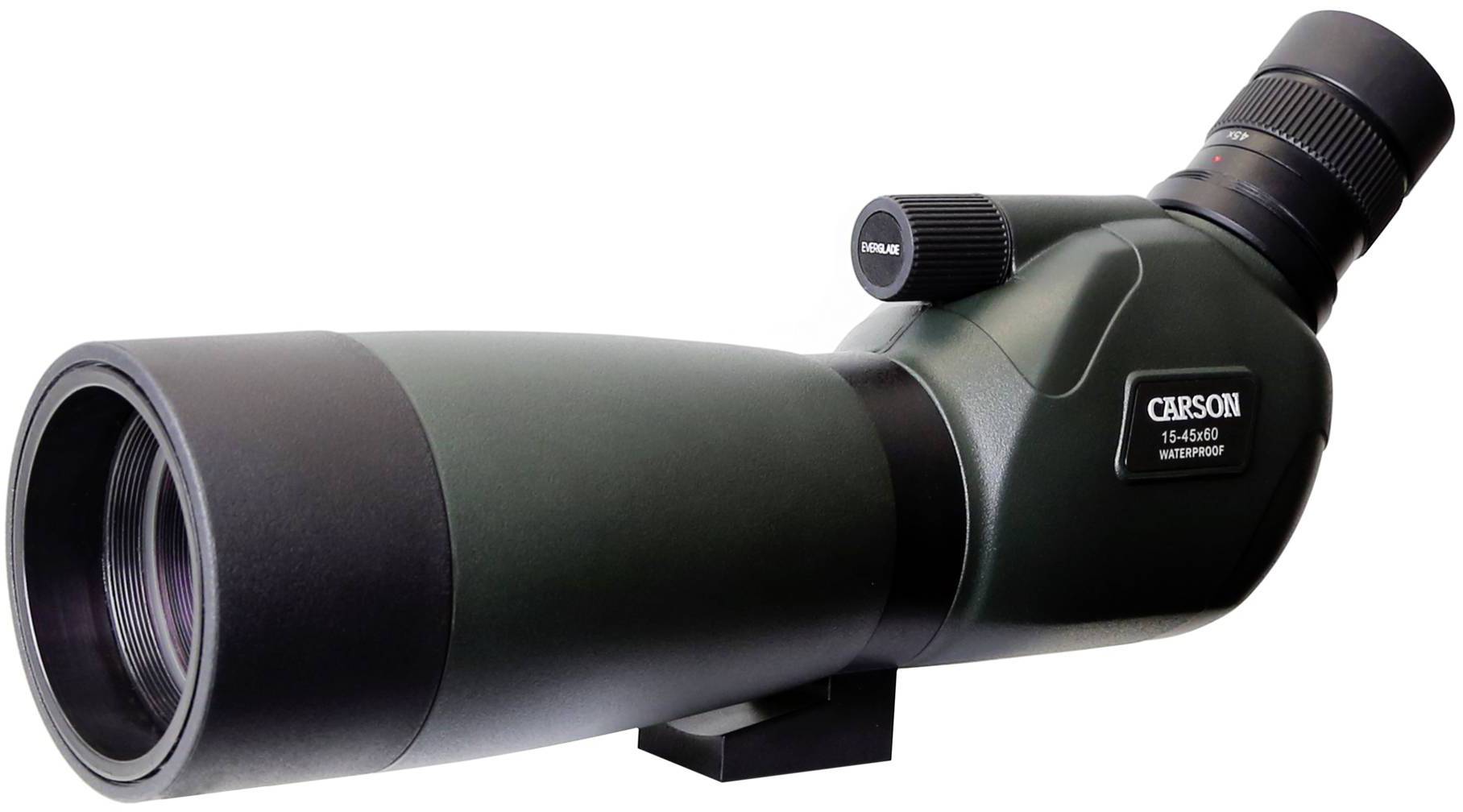 A green spotting scope with magnification adjustment, perfect for wildlife watching and landscape exploration.