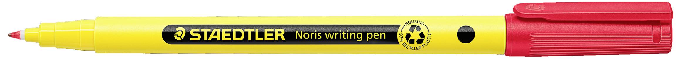 Yellow fineliner with a red cap and 'STAEDTLER' logo.