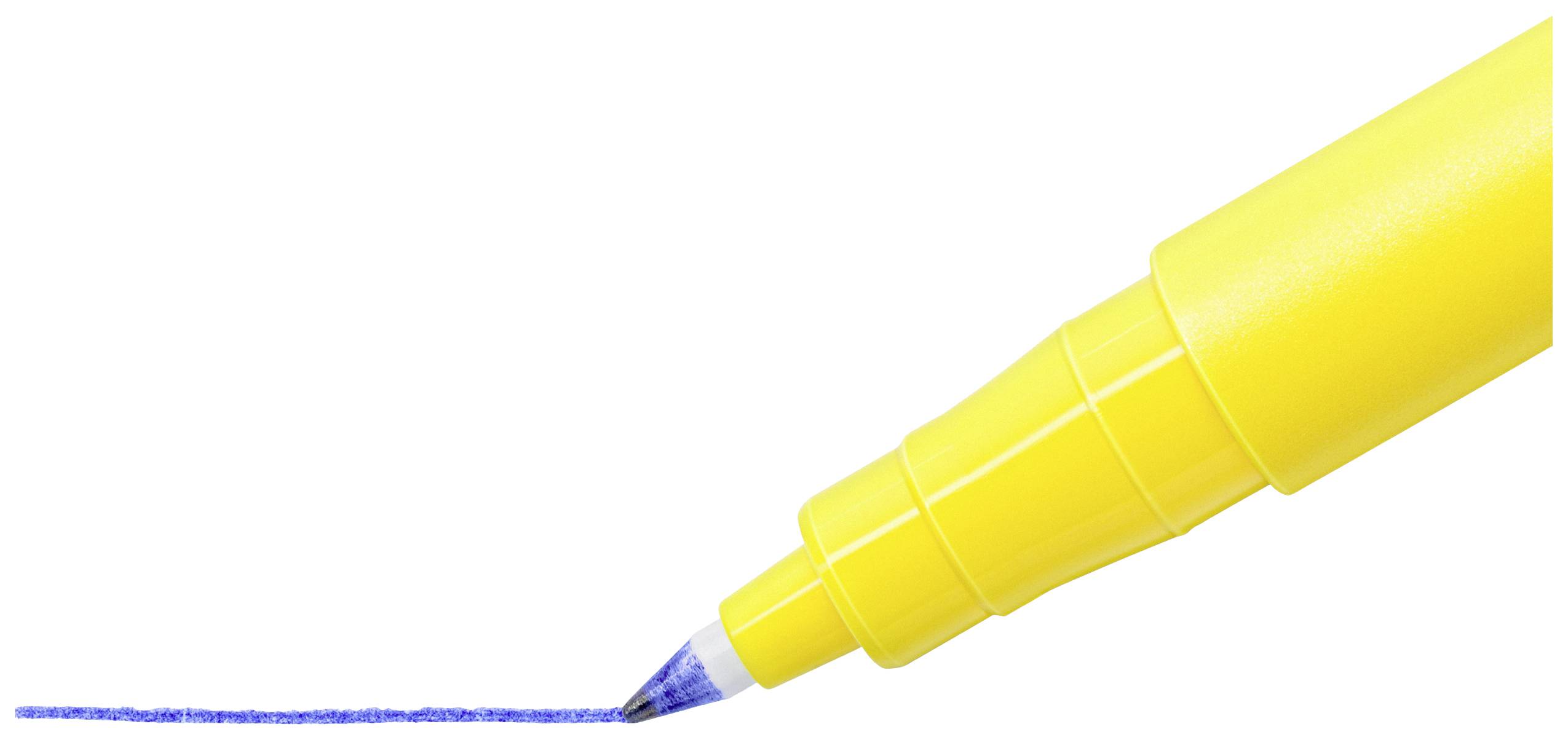 A yellow highlighter makes a blue line on a white background.