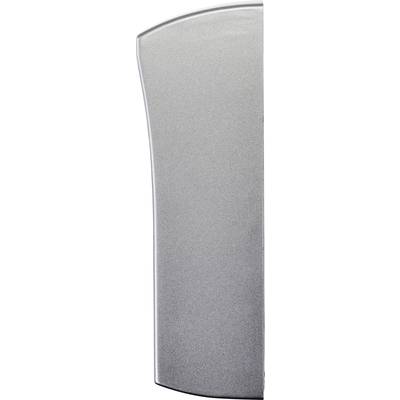 Grey, curved metal surface, vertically aligned.