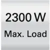 '2300 W Max. Load' on a black background in white text.