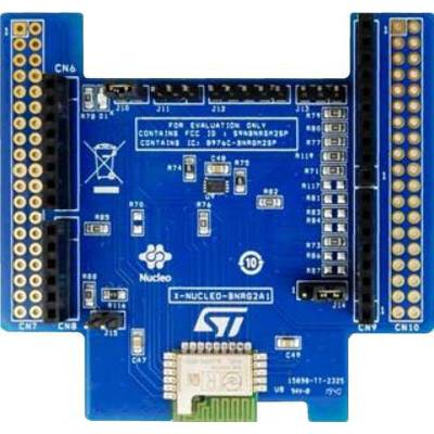 Electronic circuit board with a blue background, multiple slots, and the text 'Nucleo' in the centre.