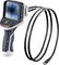 A portable endoscope with a long flexible cable and a camera. The screen displays an inspected object in close-up.