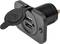 A double USB port in a black mounting bracket, designed for installation in devices or furniture. A flap with a USB symbol protects the ports.