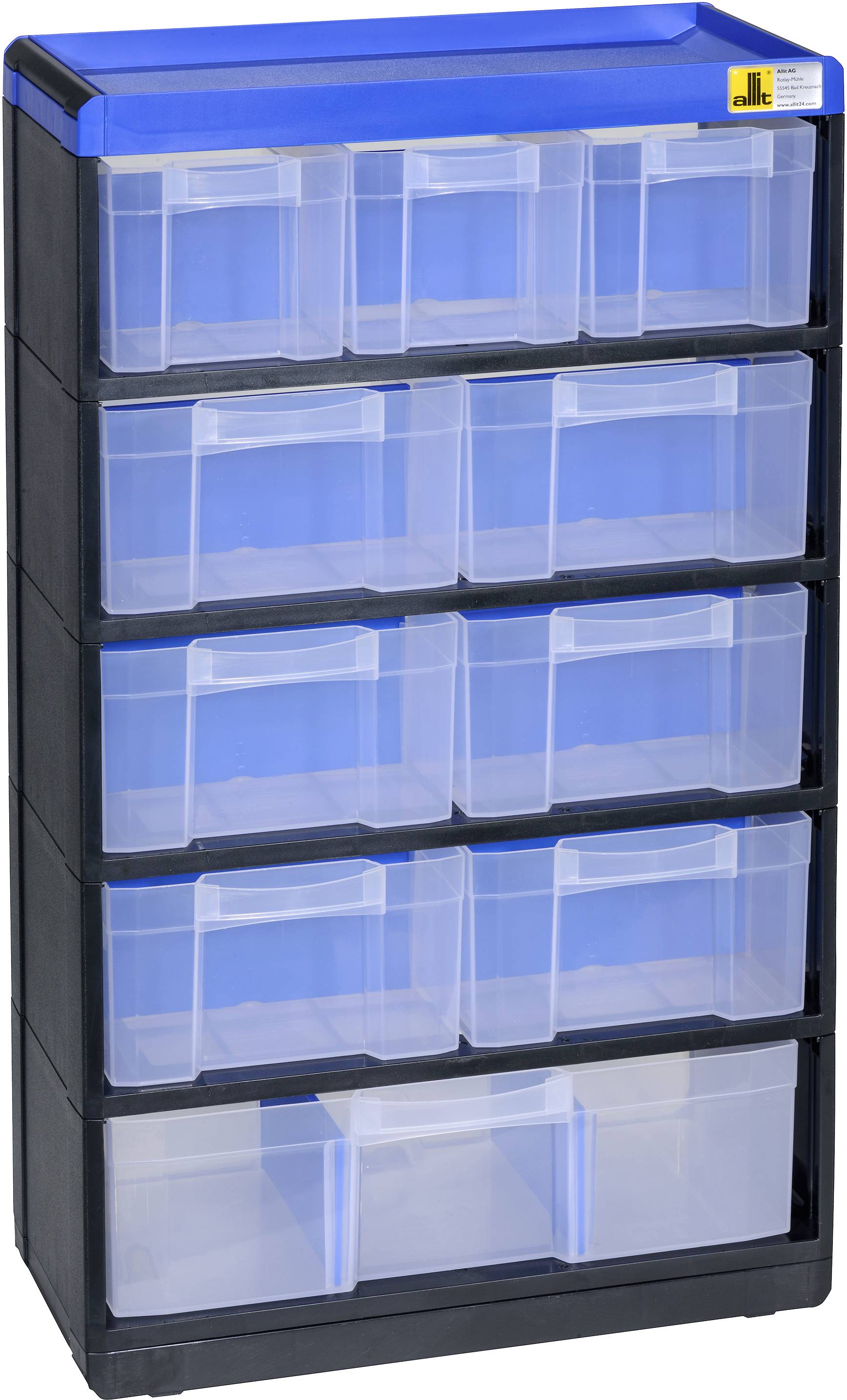 Allit 464640 Small parts container VarioPlus Pro 53/21 (W x H x D) 300 x  525 x 135 mm Black, Blue 1 pc(s)