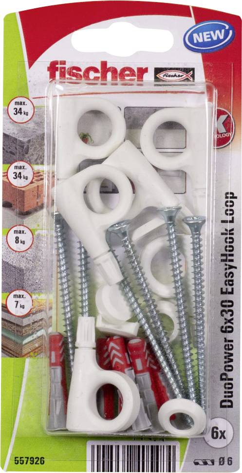 Fischer DuoPower 6x30 EasyHook Loop K (6) Assorted dowels 557926 1 Set
