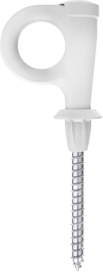 A white ice axe with a handle and metal point for secure anchoring in snow or ice.