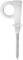 A white ice axe with a handle and metal point for secure anchoring in snow or ice.