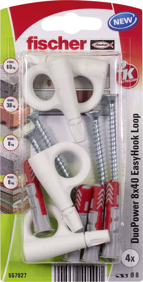Fischer DuoPower 8x40 EasyHook Loop K (4) Assorted dowels 557927 1 Set