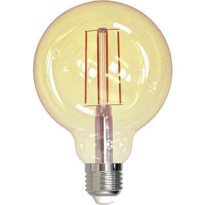 A light bulb with a visible filament, tinted orange. Symbolises ideas or illumination.