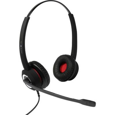 Black over-ear headset with microphone arm, suitable for audio and communication.