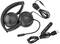 Black, foldable headphones with cable, microphone, and USB connection. Brand name visible on the ear cups.