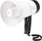 A white megaphone with a black handle and shoulder strap, displaying the brand name on the side. Suitable for announcements or gatherings.