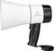 A white megaphone with a black handle and a hand strap, branded with 'renkforce'.