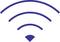 Symbol for a Wi-Fi signal with three curved lines over a dot representing a wireless internet connection.