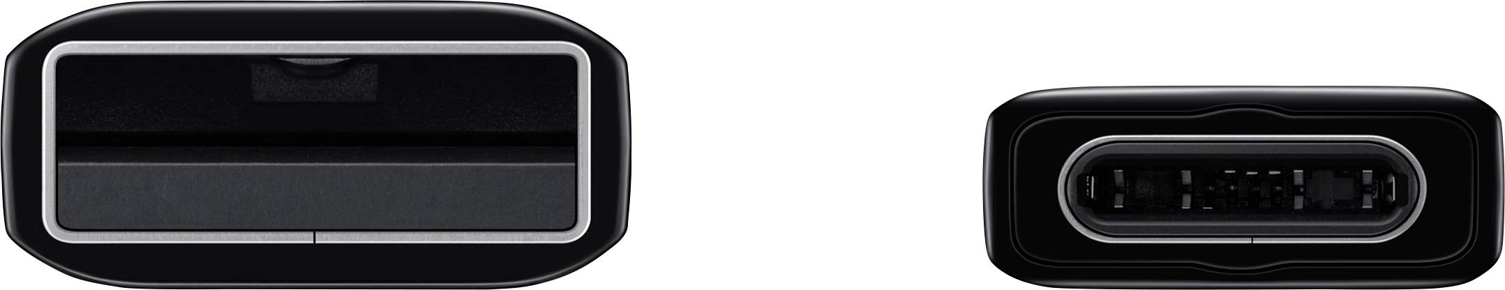 Two black plug connectors side by side, one larger than the other, with silver frames. They are neutrally and functionally designed.