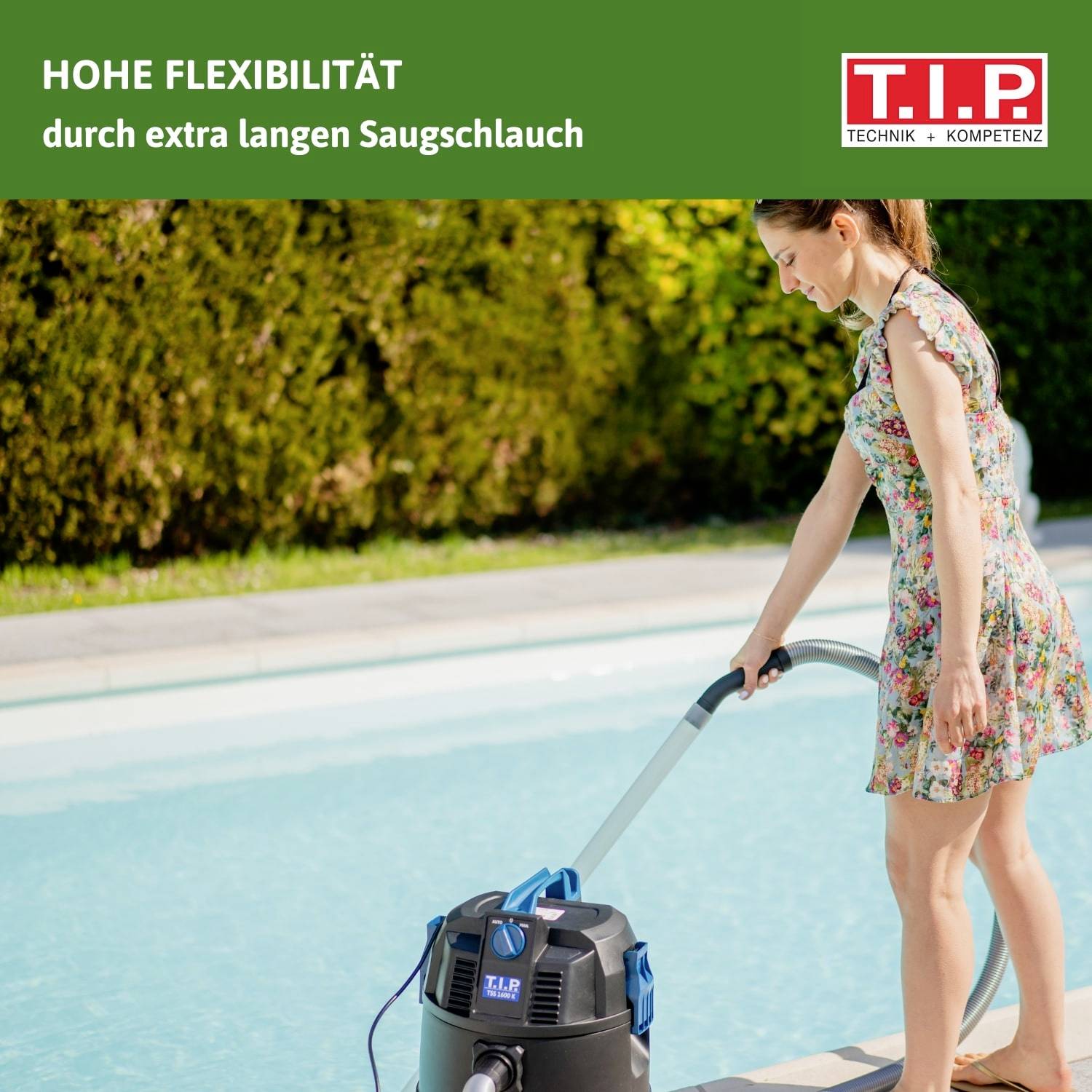 High flexibility with extra-long suction hose