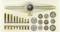 A thread-cutting set with various attachments, including dies and taps, neatly arranged in a case.