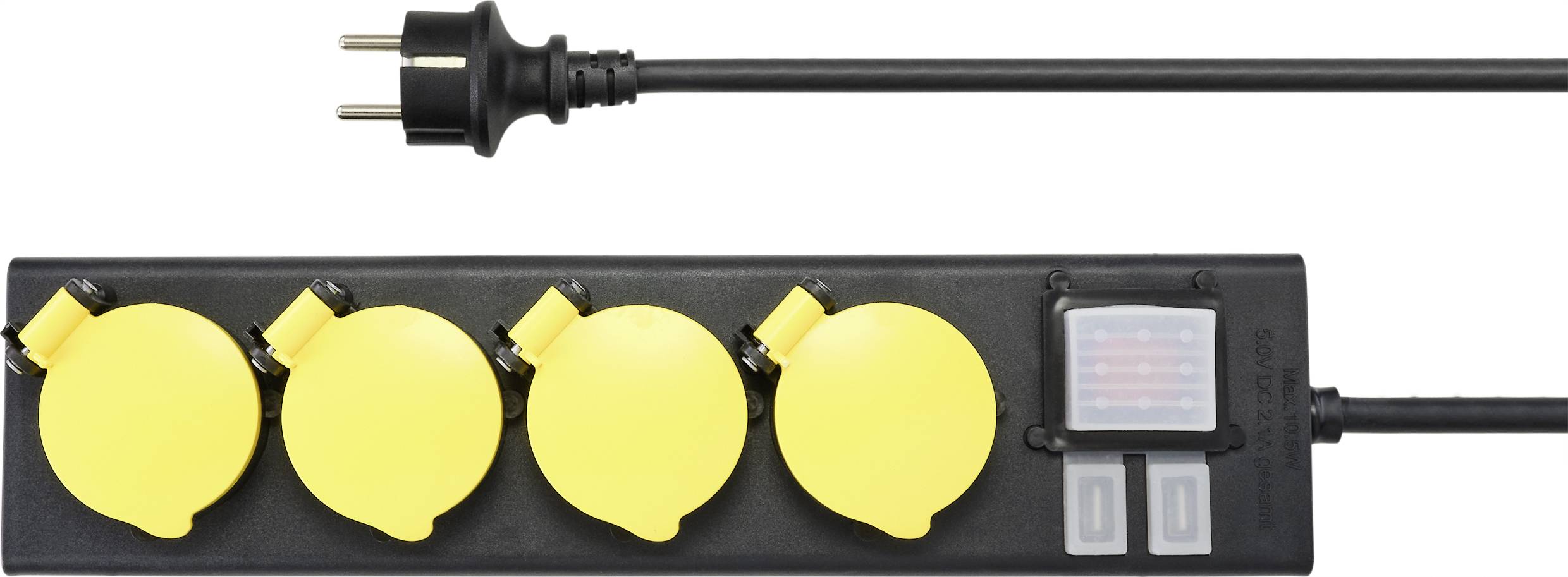 Sygonix RF4737806 Power strip (+ switch) Black, Yellow PG connector 1