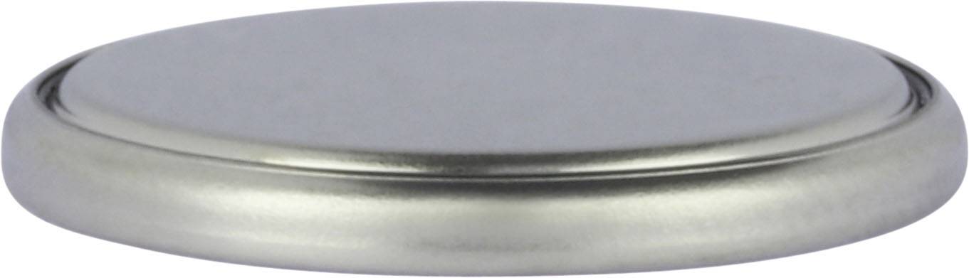 A silver-coloured, flat button cell typically used as a battery in electronic devices.