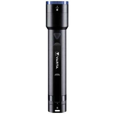 Torch by Varta with a black casing and blue top. Switch and brand name 'Varta' visible on the front.