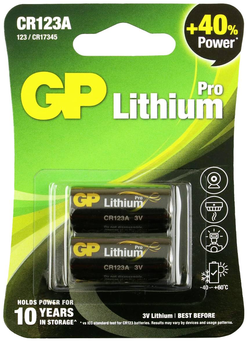 GP GPCR123APRO476C2 Camera battery CR123A Lithium 1400 mAh 3 V 2 pc(s)-2