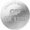 Round button cell with the inscription: 'LITHIUM BATTERY CR 1220'.