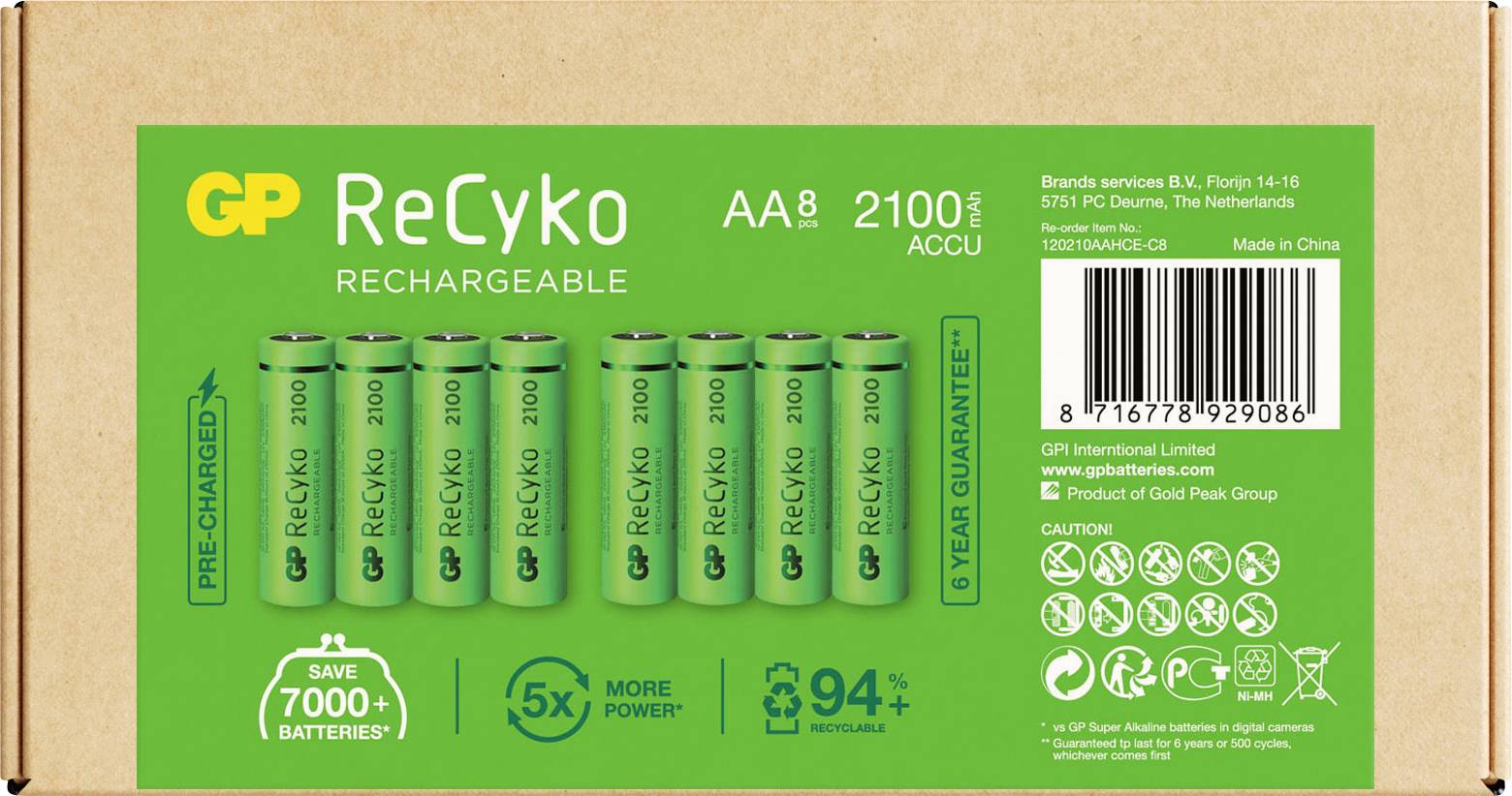 GP GPRCK210AA086C4 AA battery (rechargeable) NiMH 2100 mAh 1.2 V 8 pc(s)-5