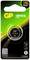 'GP CR1616 DL1616' Lithium button cell in green and black packaging with note on 'Longer shelf life'; 3V, child-resistant.