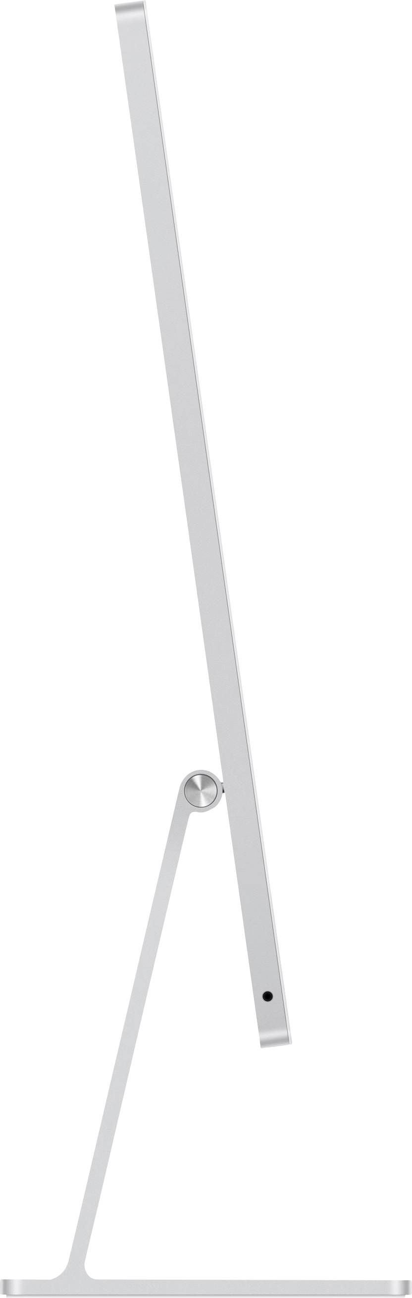 Side view of a slim, modern computer monitor with a slender stand.