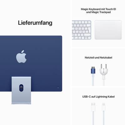 Apple iMac 24 Retina 4.5K (2021) 61 cm (24 inch) Apple M1 8-Core CPU 8 GB RAM 512 GB SSD Apple M1 8-core GPU Blue MGPL3D-7